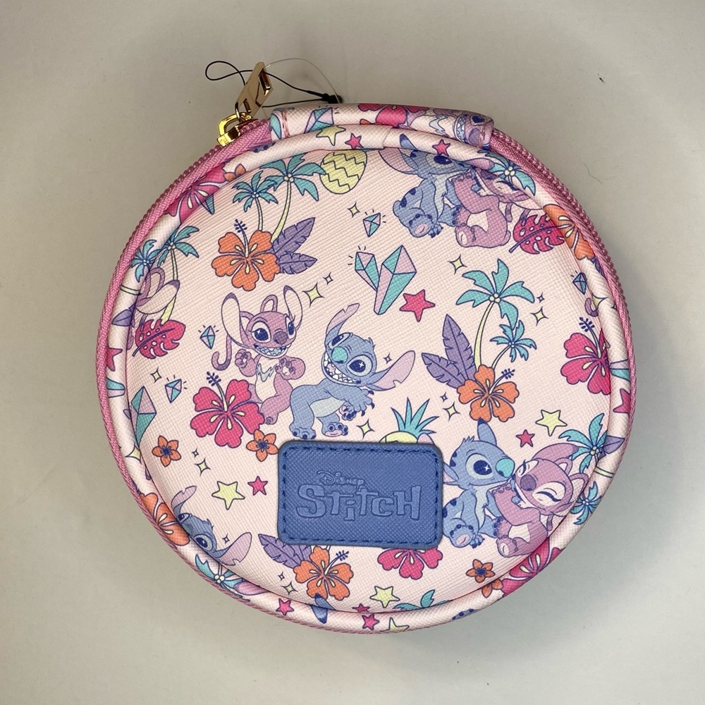 NWOT Disney Bioworld Lilo & Stitch Stitch and Angel Round Travel Cosmetic Bag